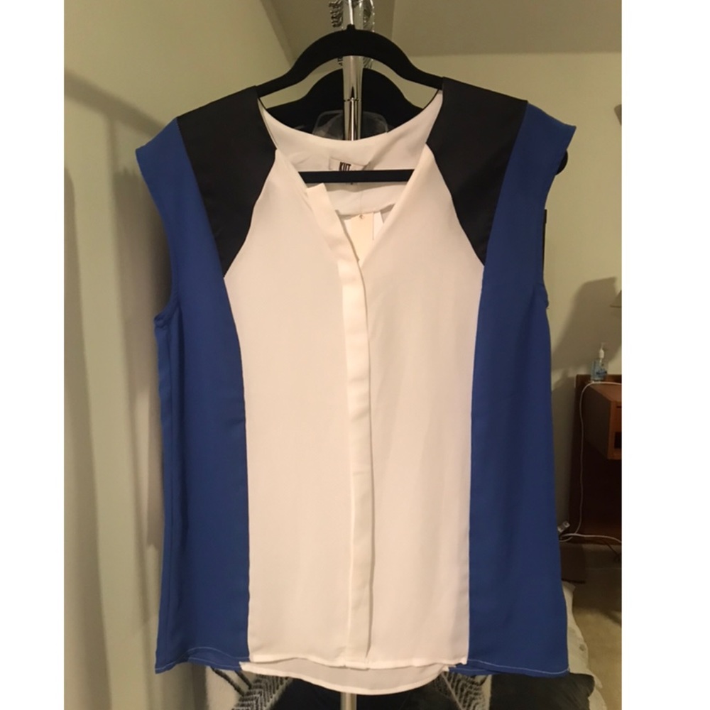 KT blue/ivory blouse